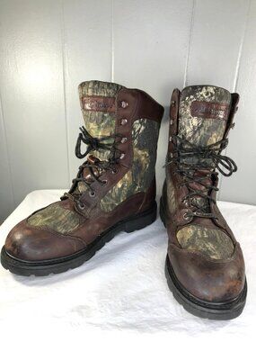 LaCrosse 500014 Men’s 9.5 Camo Brown Leather Hunting Boots Thinsulate Waterproof